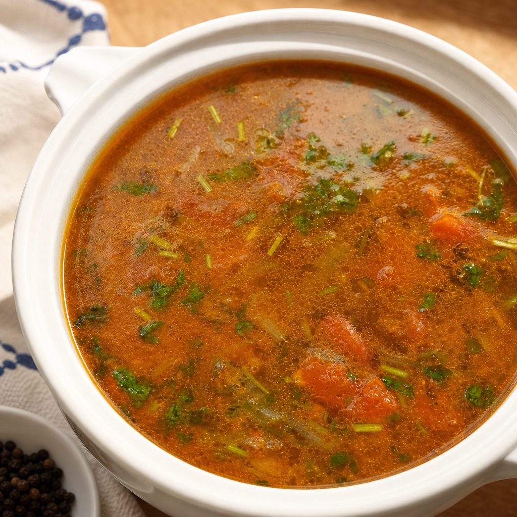 Chettinadu Kozhi Milagu Rasam.