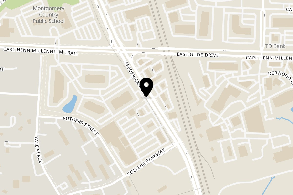 Map showing the location of Chettinadu Indian Cuisine on 15124 Frederick Rd in Rockville